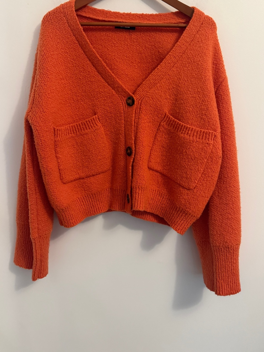 ✨ APPARIS Marcella Cardigan Vermillion Orange Oversized Knit Sweater Large ✨ - Picture 5 of 12